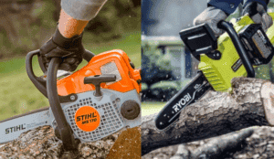 Ryobi and STIHL chainsaw